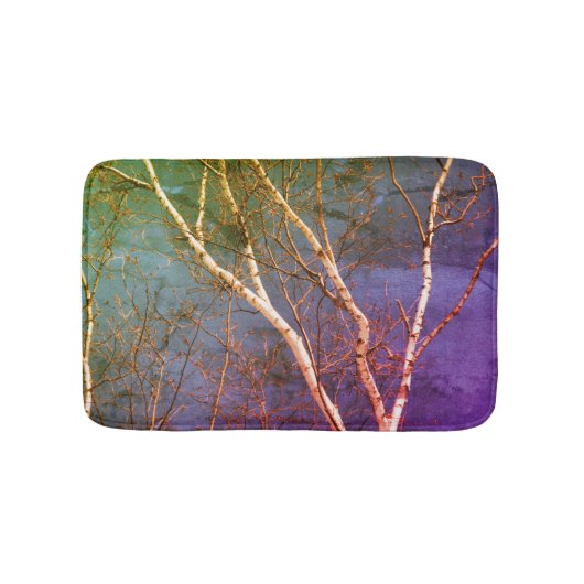 Tapis De Bain Birch Tree blanc Ciel bleu Abstrait Nature (Devant)