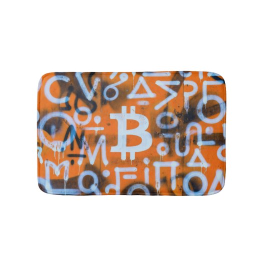 Tapis De Bain "Bitcoin Graffiti" (Style #1) Art de rue (Devant)