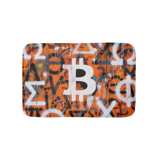 Tapis De Bain "Bitcoin Graffiti" (Style #2) Art de rue (Devant)