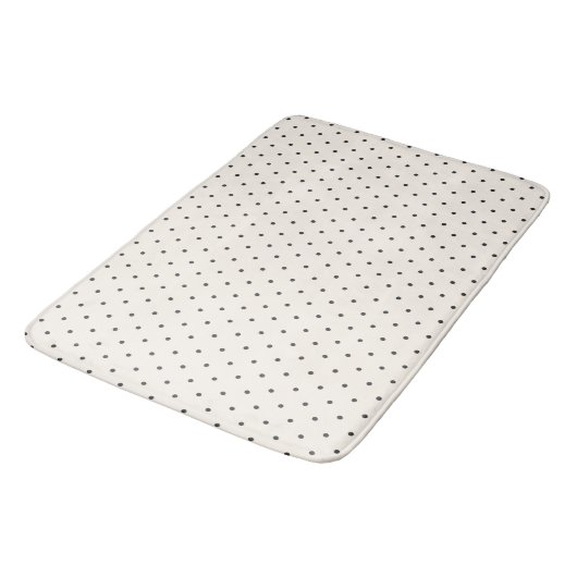 Tapis De Bain Black and White Ivory Polka Dot Pattern Retro  (Angle)