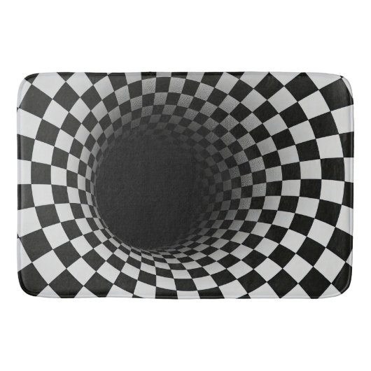 Tapis De Bain Black and White Optical Illusion Tunnel (Devant)
