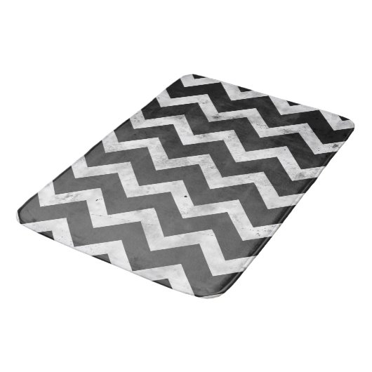 Tapis De Bain Black and white Rustic Chevron pattern (Angle)