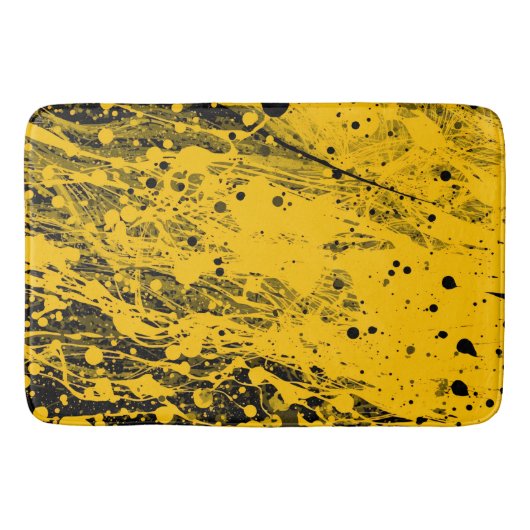 Tapis De Bain Black and Yellow Paint Splashes (Devant)