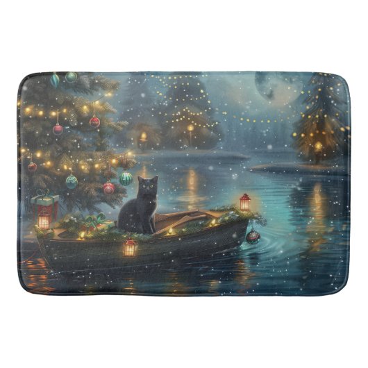 Tapis De Bain Black Cat Noël Festive Voyage (Devant)