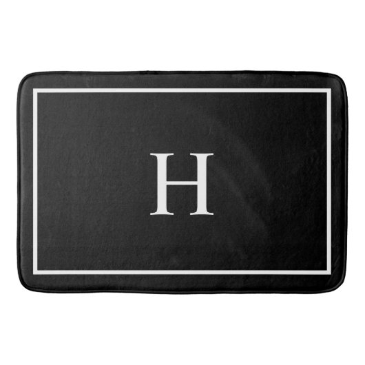 Tapis De Bain Black Elegant Modern Monogram (Devant)