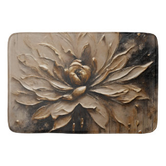 Tapis De Bain Black Gold Beige Brown Abstrait