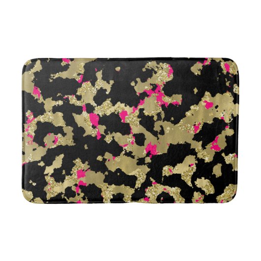 Tapis De Bain Black Gold Parties scintillant Hot rose Abstrait P (Devant)