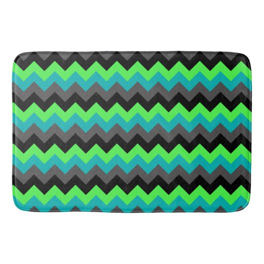 Tapis De Bain Black Green Ombre Chevrons Large Bath Mat (Devant)