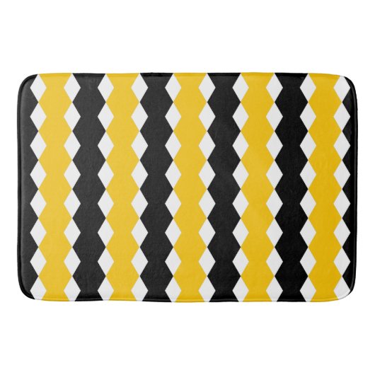 Tapis De Bain Black & Jaune Géométrique Funky Motif moderne (Devant)