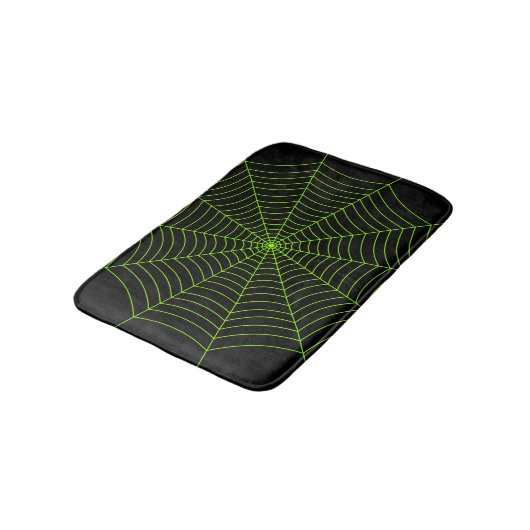 Tapis De Bain Black neon vert toile d'araignée Halloween motif (Angle)