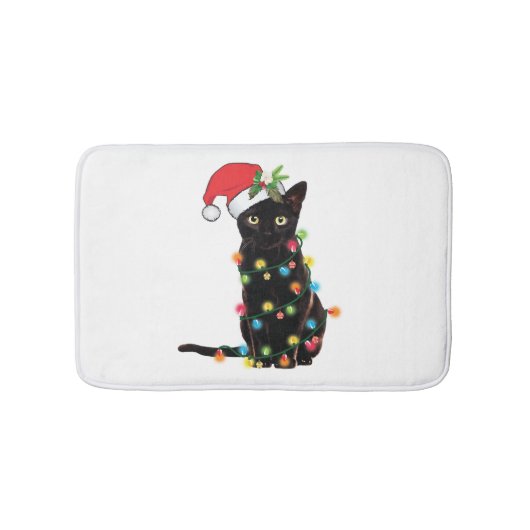 Tapis De Bain Black Santa Cat Tangled Up (Devant)