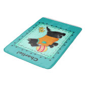 Tapis De Bain Black Scottie Chien Nom Turquoise Personnalisé Tur (Angle)