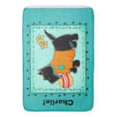 Tapis De Bain Black Scottie Chien Nom Turquoise Personnalisé Tur (devant Vertical)