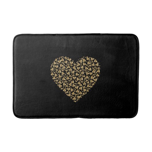 Tapis De Bain Black Simple Gold Heart (Devant)