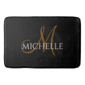 Tapis De Bain  Black White Custom Monogram Script Name (Devant)