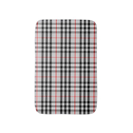 Tapis De Bain Black White Red Classic Checkered Fabric (Devant (Vertical))
