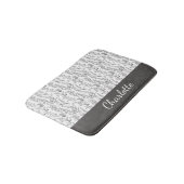 Tapis De Bain Black White Toile Floral Custom Name (Angle)