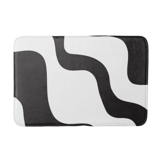Tapis De Bain Black & White Wave Abstrait Art moderne chic (Devant)