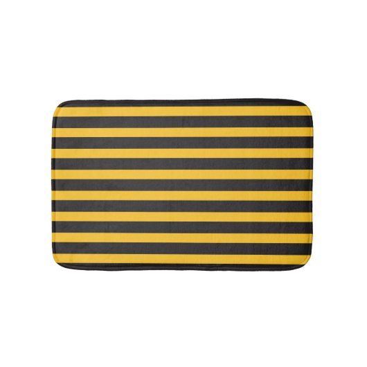 Tapis De Bain Black Yellow Horizontal Lines Geometric Bee Animal (Devant)