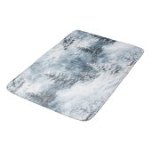 Tapis De Bain Blanc Bleu Arbres de Noël Neige d'hiver (Angle)