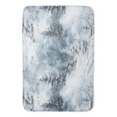 Tapis De Bain Blanc Bleu Arbres de Noël Neige d'hiver (devant Vertical)