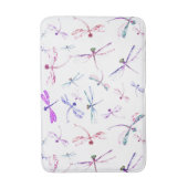 Tapis De Bain Blanc bleu de lavande rose de libellules (Devant (Vertical))