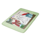 Tapis De Bain Blanc Chat Noël Ornements drôle (Angle)