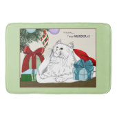 Tapis De Bain Blanc Chat Noël Ornements drôle (Devant)