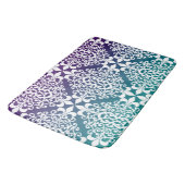 Tapis De Bain Blanc Damask Violet et Turquoise Ombre (Angle)