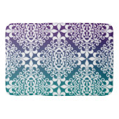 Tapis De Bain Blanc Damask Violet et Turquoise Ombre (Devant)