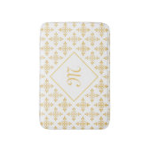 Tapis De Bain Blanc de luxe et or Quatre de monogramme floral (Devant (Vertical))