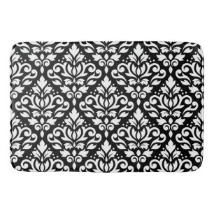 Tapis De Bain Blanc de motif de damassé de rouleau grand sur le