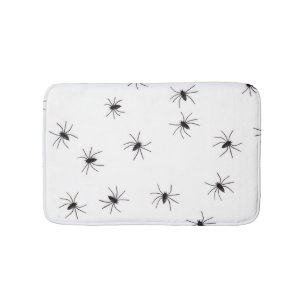 Tapis De Bain Blanc effrayant avec araignées noires Halloween