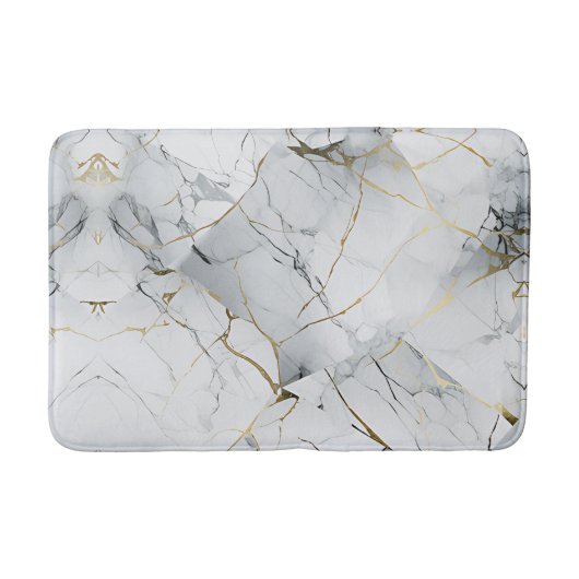 Tapis De Bain Blanc élégant et marbré or (Devant)