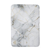 Tapis De Bain Blanc élégant et marbré or (Devant (Vertical))