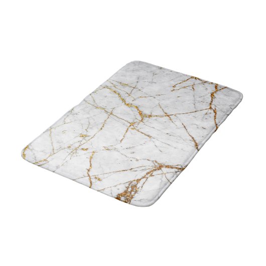 Tapis De Bain Blanc et marbre d'or (Angle)