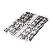 Tapis de bain blanc et rouge noir de plaid (Angle)