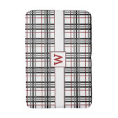 Tapis de bain blanc et rouge noir de plaid (Devant (Vertical))