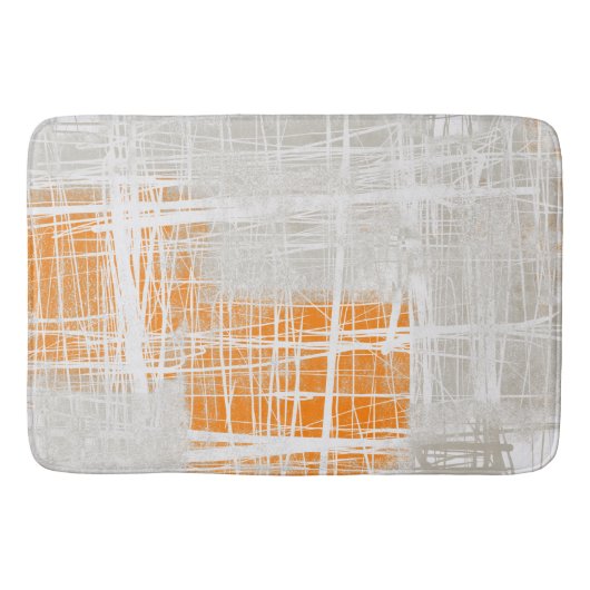 Tapis De Bain Blanc gris orange abstrait (Devant)