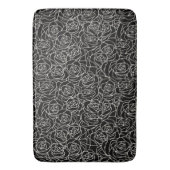 Tapis De Bain Blanc moderne sur Motif Rose noir (devant Vertical)
