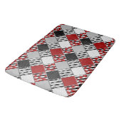 Tapis De Bain Blanc noir avec patchwork rétro rouge (Angle)