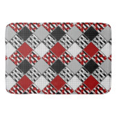 Tapis De Bain Blanc noir avec patchwork rétro rouge (Devant)