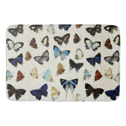 Tapis De Bain BLANC NOIR BUTTERFLIES BLEU Beauté Nature Lover (Devant)