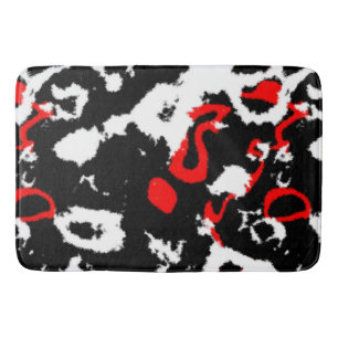 Tapis De Bain Blanc noir et rouge Abstrait
