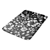 Tapis De Bain Blanc noir Feuilles floraux modernes soufflant (Angle)
