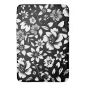 Tapis De Bain Blanc noir Feuilles floraux modernes soufflant (devant Vertical)
