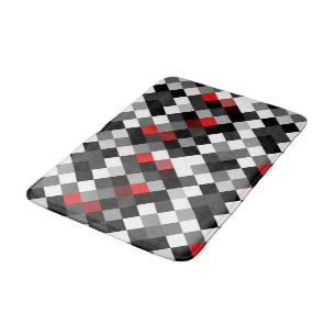 Tapis de bain blanc noir rouge de motif