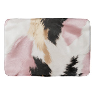 Tapis De Bain Blanc rose Or Noir Vachette Animal