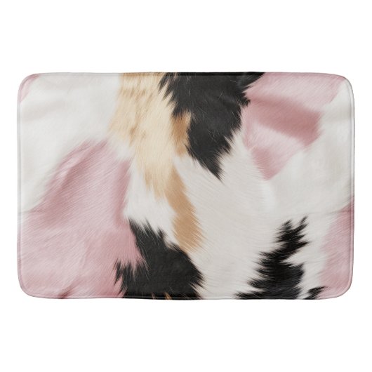 Tapis De Bain Blanc rose Or Noir Vachette Animal (Devant)