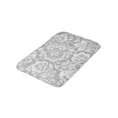 Tapis De Bain Blanc Sur Gris Baroque Damas (Angle)